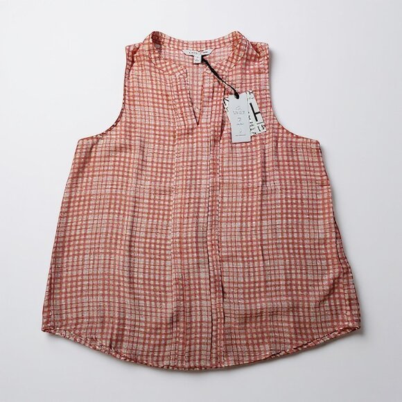 41 Hawthorn Tops - 41 Hawthorn Breyson Pink Gingham Sleeveless V-neck Blouse Size Medium NWT